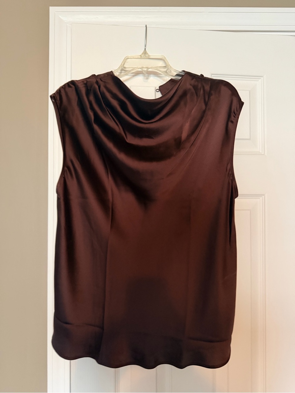 LOFT Claret Satin Cowl Neck Sleeveless Blouse – Large NWT
